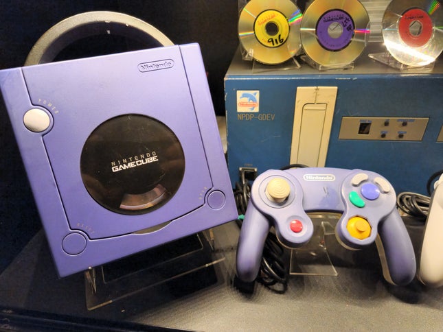 The Space World GameCube next to a Space World Controller